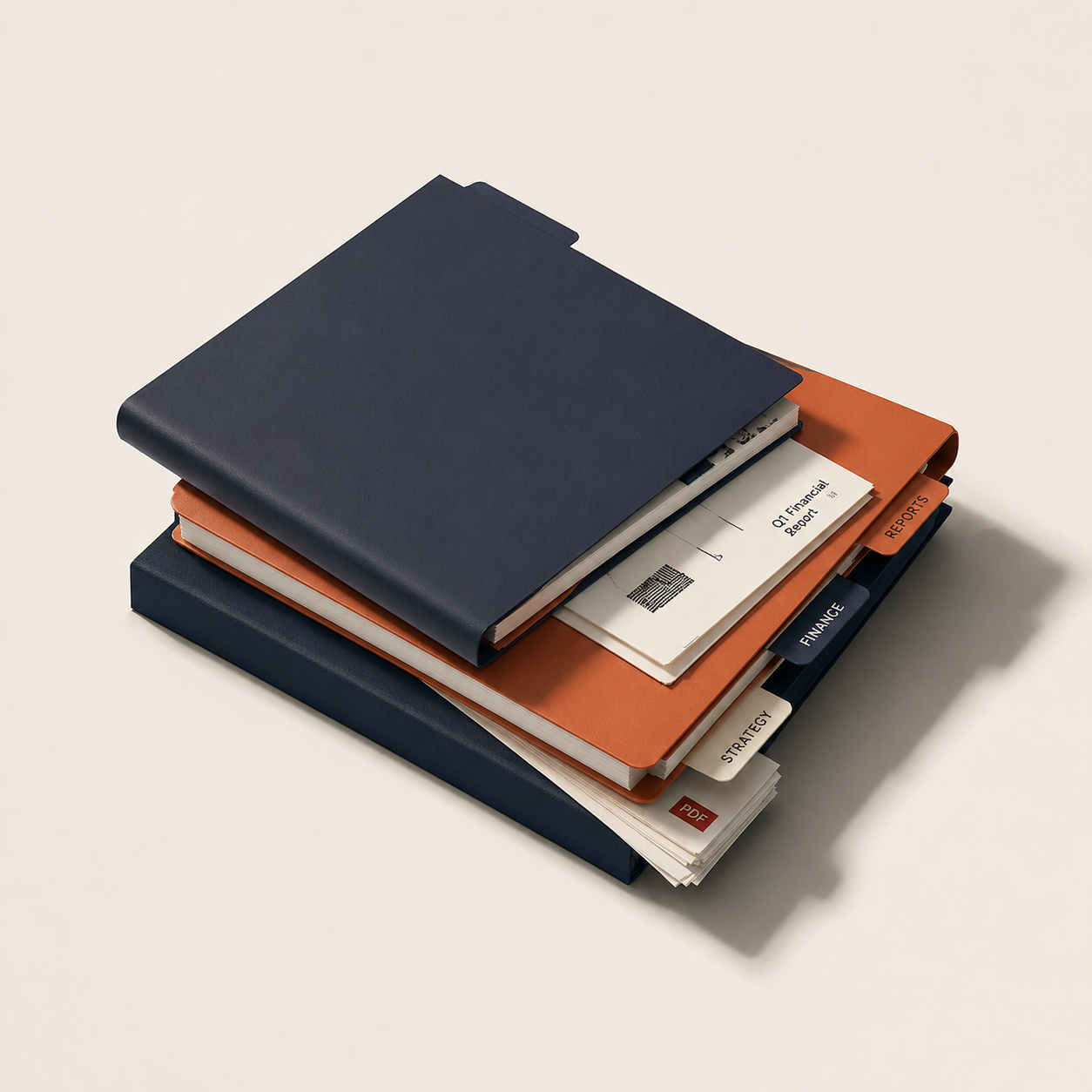 Stack of PDF brochures