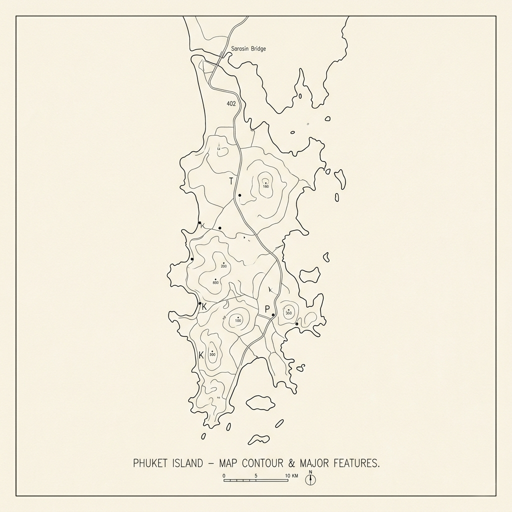 Phuket Island contour map
